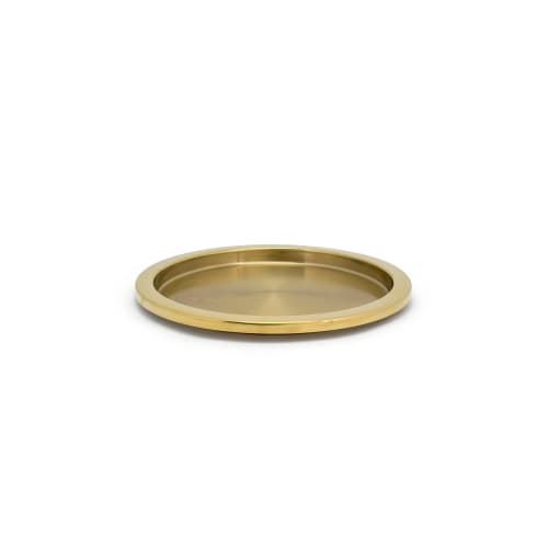 Brushed Stainless Round Tray, Matte Brass